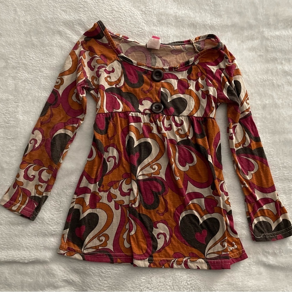 Groovy Hippie long sleeve girls shirt with buttons Vintage size 6X